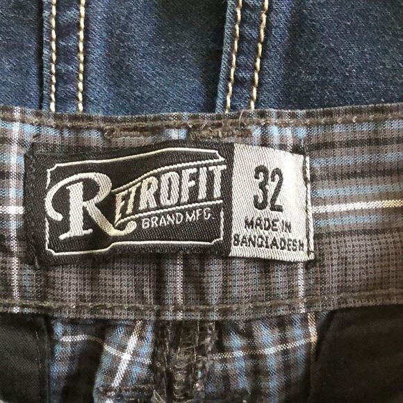 RetroFit Mens Shorts Size 32 Gray plaid NWT - Picture 3 of 5